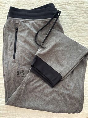 Under Armour Men's Heather Gray Performance Joggers with Black Waistband